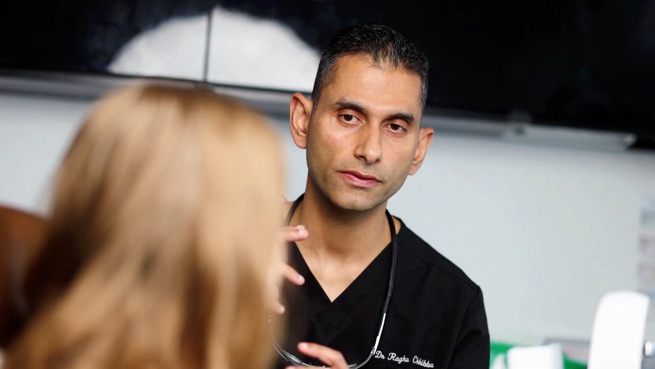 Dr Raghu Chhibba with patient